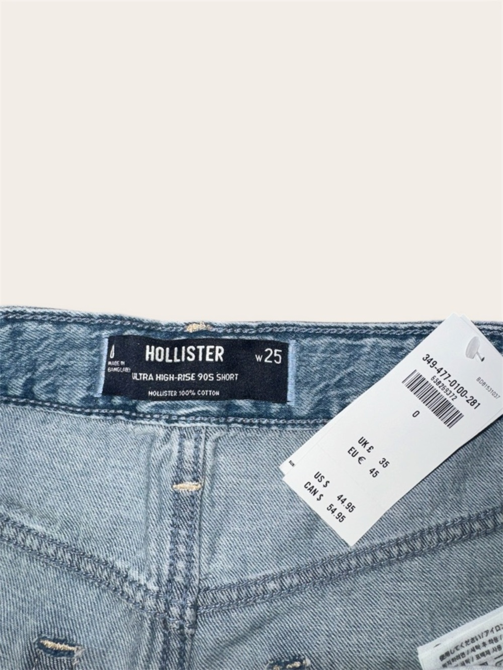 Hollister High-Waist Light Blue Denim 90s Shorts Size 0/25 - Picture 4 of 5